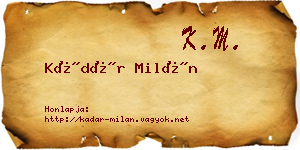 Kádár Milán névjegykártya