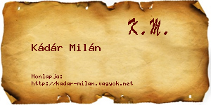 Kádár Milán névjegykártya